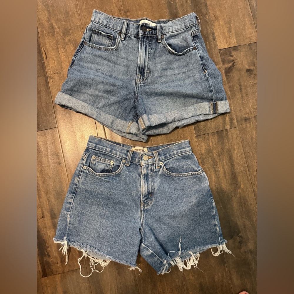 High Rise Blue Denim Women's Shorts